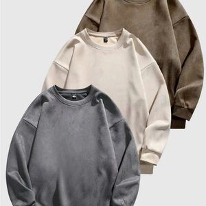 Cozy Sweatshirt Trio in Gray, Cream, and Brown